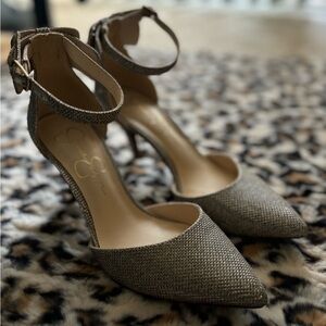 Gold Ankle Strap Heels